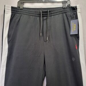 Polo Ralph Lauren Men's Black‎ Track Pants XXL Red Pony Side Stripe Joggers NWT